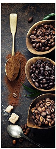 levandeo Glasbild 30x80cm Wandbild aus Glas Kaffee Kaffeebohnen Coffee Cafè Küchendeko