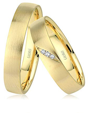 GIORO Enna Eheringe Trauringe Hochzeitsringe massiv Gold *handgefasste Brillanten* Paarpreis Echtes Gold