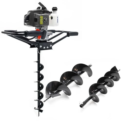 Wiltec Mototrivella a benzina, motore a 2 tempi di 3 CV e punte elicoidali Ø100mm, 150mm e 200mm, uso 2 persone