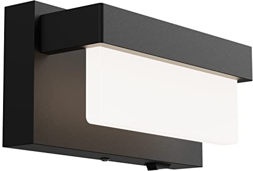 LIGHTINN Wall Sconce Black Wall Light with On/Off Switch 8 inch LED Wall Lamp Acrylic Lampshade 4000K Sconce Wall Lighting