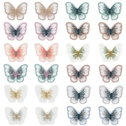 NBEADS 72 Stück Spitzenpatches, 12 Farben Schmetterling Stickpatches Organza Lace Appliques Nähen Sie Patches Zum Reparieren Und Dekorieren von Kleidung