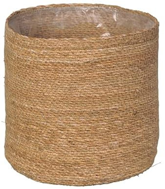 SMPLY. Macetero Semirígido de Yute Redondo Cesta Mimbre Ideal para Macetas o Tiestos Válida para Interiores o Terrazas 15 x 15 cm Color Natural