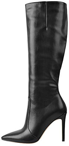 Only maker Damen Stiefel Klassische Spitze Stiletto Boots Kniehohe Damenschuhe PU Schwarz 45 EU