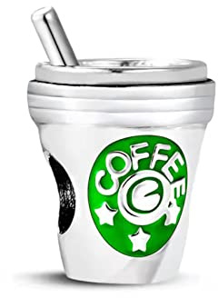 LSxAB Breloque tasse à café pour les amateurs de café compatible avec les bracelets à breloques Pandora, Cuivre, Pas de gemme