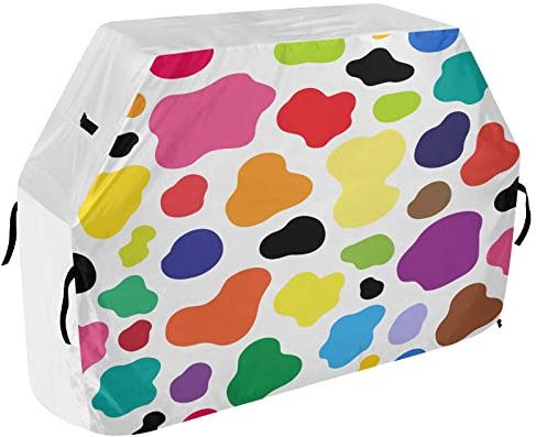 BBQ Grillabdeckung Bunte Kuhdruck Regenbogen Punkt Grillabdeckung für Outdoor Grill Anti-UV Wetterbeständig Wasserdicht Grill Abdeckung 114 x 165 x 64 cm