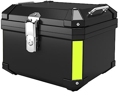 CcacHe Topcase Motorradkoffer Schwarz 45L Motorrad Heckbox Koffer Abschließbar Mit Halterung Haltbar Motorrad Top Back Box Für Roller, Motorrad, Mofa & Quad