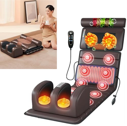Estera De Masaje Con Calefacción, 20 Cabezales Shiatsu Para Cuello, Cuerpo Completo, 10 Motores De Vibración, Colchón Para Espalda, Cintura, Piernas