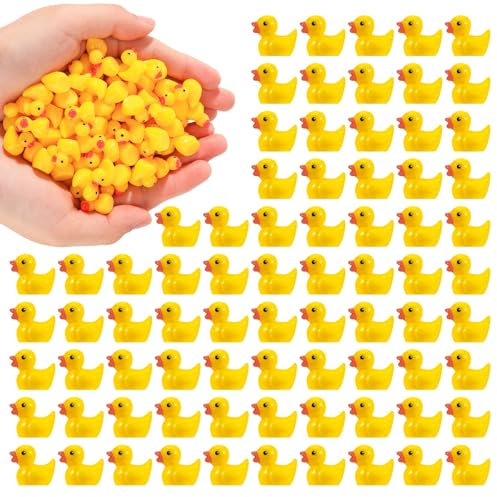 Halinuia Lot de 100 Mini Canards en Résine - Figurines Miniatures Décoration pour Bricolage - Aquarium Jardin Paysage - Maisons de Poupée