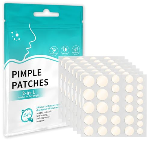 Upgrade Pimple Patches Pickel Patch Pflaster Hydrokolloid 264 Stück | Anti Pickel Patches Mit Teebaumöl Und Salicylsäure Unsichtbarer Und Wasserdicht Absorptions Akne Patches 5 GRÖSSEN