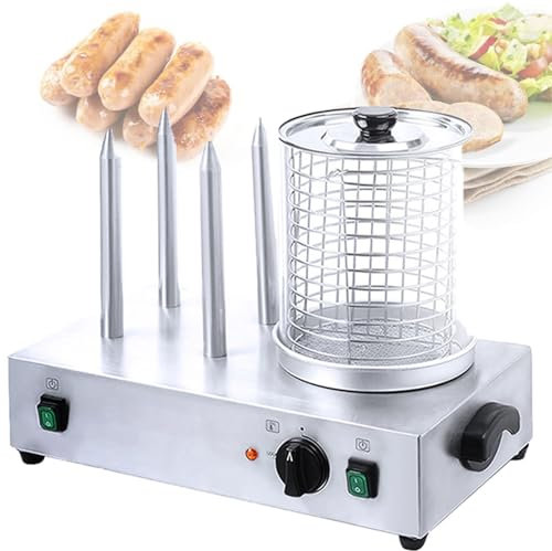Cashwise Cuiseur à Vapeur électrique Professionnel pour Hot-Dogs 800W, cuiseur à Vapeur et réchauffeur de Petits Pains en Acier Inoxydable, Machine à Hot-Dogs Commerciale et Domestique