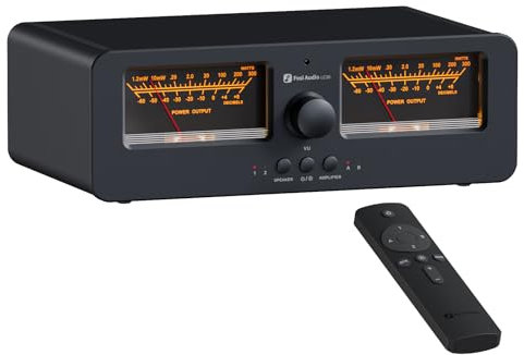 [Verbessert] Fosi Audio LC30 VU Meter Verstärker Lautsprecherwähler-Box, 2-Wege Analog-Audioschalter, für Stereo HiFi-Verstärker und Passive Lautsprecher, Home-Audio-Komponente mit Fernbedienung