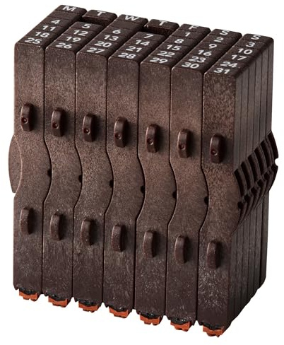 Artline Calendar Stamp (24 x 48 mm) – 38 Individual Digit/Letter Stamps for Notebooks, Journals & Planners, Includes 7 Days, 31 Dates & 2 Blank Pieces - Genuine Artline Perpetual Calendar