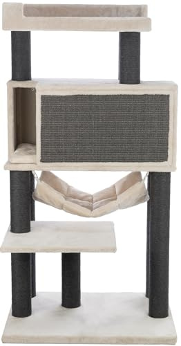 Trixie Katzen-Kratzbaum XXL Maciel, für Katzen mit Höhle – 155 cm, grau | Robuste Sisal-Kratzflächen und weiche Polster – bietet Kratzspaß, Spiel und entspannten Rückzug für Katzen