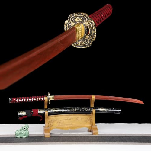 LQSMX sword 103cm Holz Katana mit Scheide/hölzernes Samurai-Schwert/Holz Katana,Sammlungen, Geschenke, Halloween, Rollenspiele, Kampfsportübungen (B)