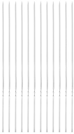 QUARKZMAN 12 piezas de Brochetas de Metal 35cm x 3.8mm x 1mm Palitos Planos de Acero Inoxidable Reutilizables para Barbacoa al Aire Libre Parrilla de Barbacoa para Carne, Camarones