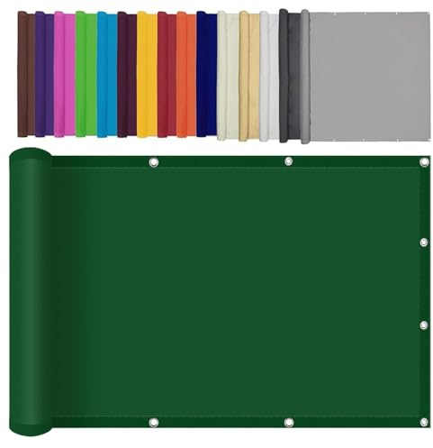 Tenda a Vela Impermeabile Rettangolare 150 x 320 cm Protezione Solare Antivento Anti UV 98% Telo Ombreggiante Occhiellato Ombreggiante Facile da Installare per Balcone, Verde Scuro