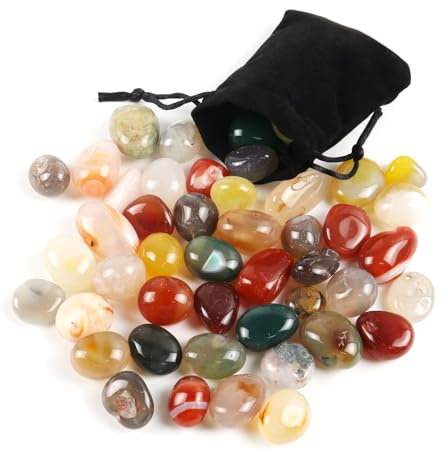 400g Pierre Precieuse Pierre de Lune Ensemble de Cristaux de Guérison Naturels Poches à Cordon,Naturelle Pierres Précieuses Cristal de Roche pour Guérison,Méditation,Cadeau Spirituel(Pierre Yuhua)