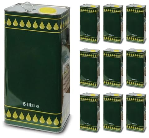 Firmadigaranzia srl 15 Pz Lattina per Olio Vuota da 5LT - Lattine in Banda stagna quadre Verdi con Tappo ermetico per Olio d'oliva e derivati - Latta per Olio Made in Italy 5 Litri