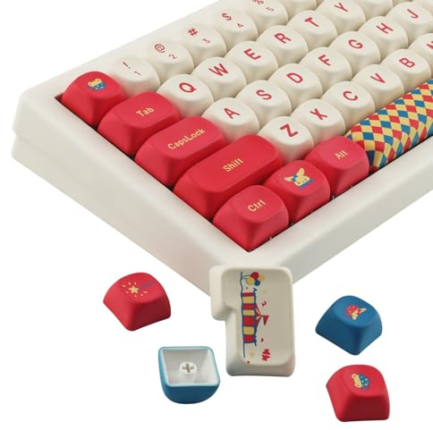 Tsungup PBT Keycaps 145 Keys Custom Cute Circus MOA Profile Dye-Sublimation Keycap Set Compatible with Cherry MX Switches for ANSI Layout Mechanical Gaming Keyboards