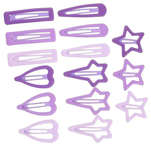 AUTSUPPL 15stücke Metall-haarspangen Mit Druckknopf Stern-clips Herz-form Tropfen-design Rechteck-form Für Mädchen Geburtstage Hochzeiten Alltag Klein Leicht Vielseitig Tragbar