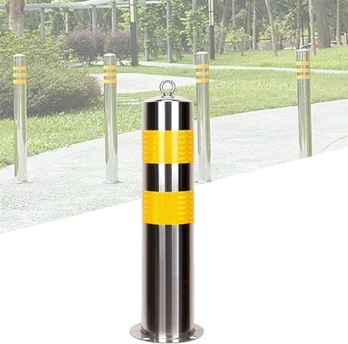 GZKDKZB FEITJMMW Sicherheitspollerpfostenrohr-Parkbarriereblock, Sicherheitsverkehrsbarrieren für Garagenparkplätze, Bushaltestellen mit 4 Befestigungslöchern und Bolzen - Edelstahl - 1 Pa