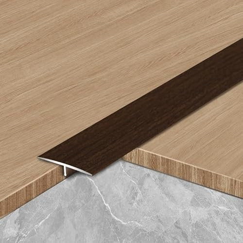 GFYHTN 90cm Baguettes De Séparation Sol T Molding Rail De Sol Plat en Aluminium, Bande De Jonction Plate pour Sols De Raccordement(Black Walnut,W4cm(1.6in))