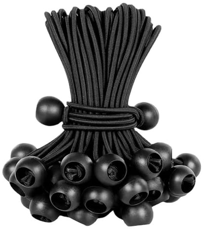 Lot de 10 tendeurs avec boules, 15 cm, très résistants, pour bâche de camping, drapeau, tente, bâche, bagages et maison (noir)