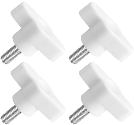QUARKZMAN 4 Stück T-Flügelschraube mit Griffen M6 x 14mm Weiß | Männliche Schraube Knopf 304 Edelstahl Rändelschraube Daumenschrauben-Griff 36mm Durchmesser