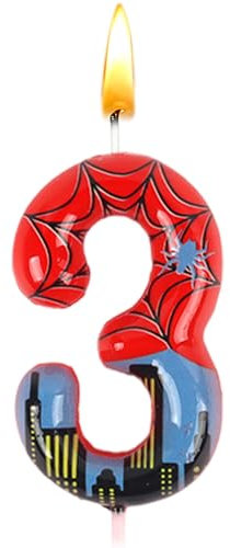 Spider Birthday Candles Numbers 3, Spider Birthday Decoration 3 Years, Spider Birthday Candles, Cake Decoration, Birthday Party, 3D Theme Candles, Boys Cake Decoration, Anniversary, Baby Shower
