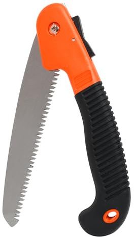 Folding Hand Saw, 7 Professional Camping and Pruning Saw with Rugged Design, Orange, Portable and Ergonomic for Gardening, Hiking, and Trail Clearing