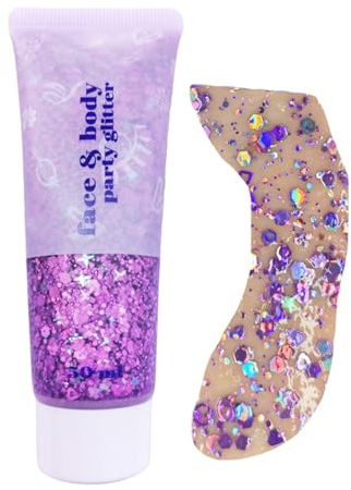 Festival Paillettes pour le visage, gel violet à paillettes pour le visage, les cheveux, le corps, lotion pour le corps violet, fard à paupières liquide, paillettes scintillantes pour fête, mascarade