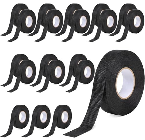 Xelsluthe 20 Rolls Wire Harness Tape, 3/4 Inch x 49 FT (980 Feet Total) High Temp Self-Adhesive Fabric Electrical Cloth Tape for Automotive Engine Wiring Loom, Noise Damping, Insulation Protection