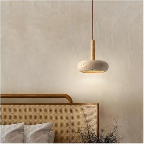 GWJKG Luce Sospensione Moderna Giapponese con E26/E27 Base Legno in Pietra Naturale sfumatura a soffitto Appeso Lampada Minimalista Zen lampadario per la Pranzo Camera da Letto