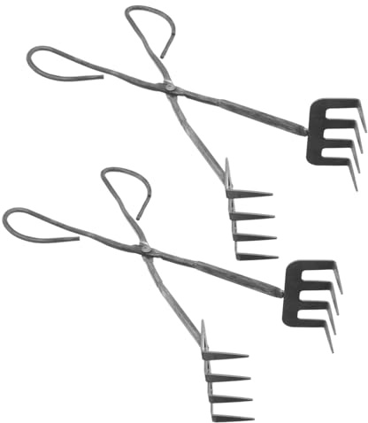 BESPORTBLE 2 Piezas Pinzas Bbq de Acero para Carbón Unidades Herramienta Multiusos Resistente para Barbacoa Exterior Agarre Ergonómico para Clavos Carbón y Castañas Jardín Industrial