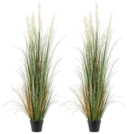 VEVOR Erba Artificiale, Confezione da 2 Erba Artificiale in Vaso 1499 mm, Pianta Finta Fiori di Canna ed Erba per Interni ed Esterni, Casa, Giardino, Ufficio, Decorazione per Casa Ristorante, Verde