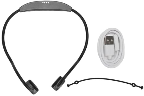 FAUOSWUK Auriculares de Conducción ósea, Auriculares Inalámbricos BT 5,3 IPX8 Resistentes Al Agua con Micrófono Incorporado para Correr, Fitness y Dormir (Gris)