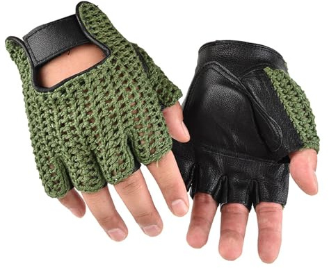 drburpily Gants de Golf Haut de Gamme antidérapants et Ouverts pour Hommes, Respirants, sans Doigts, multifonctionnels, idéaux pour Le Sport, Noir + Vert