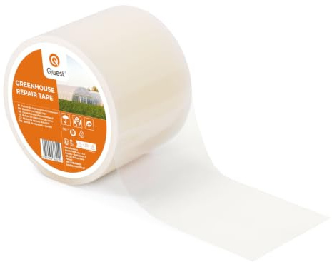 Quest Reparaturband Gewächshausfolie 75 mm transparent - 15 m | Extrem starkes Flickband für Folientunnel & Gartenbaufolie, UV-beständig & lichtdurchlässig, wetterfest, per Hand auftragbar
