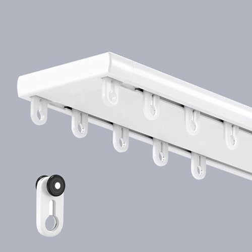 Rail à Rideaux Tringle Rideau Double Rideau Rail Plafond Aluminium 100cm 120cm 150cm Tringle à Rideaux Silencieuse à Rails à Double Rangée pour Chambre à Coucher ou Hôpital Salon(Blanc,1.6m)