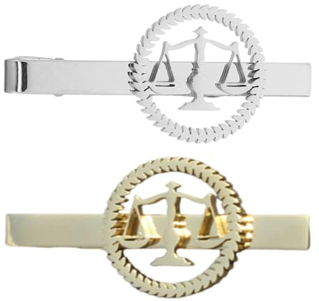 SHOWERORO 2 St Herr Slipsnålar Silver Gyllene Rostfritt Stål Vågformade Slipsnålar Eleganta Metall Affärsskjortnålar Advokat Rättvisa Present 2,2 Tum