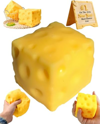 Jouet à Presser Au Fromage Jaune, Jouet à Thème Alimentaire pour Soulager Le Stress Et La Relaxation, Balle Anti-Stress Sensorielle Portable pour Adultes (2.4in)