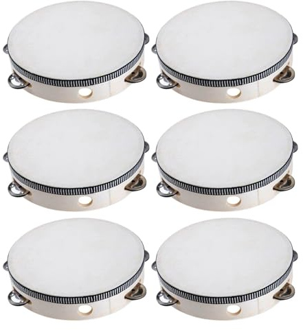 Generico Tamburello per Adulti, 15 cm | 6 Pezzi Strumento Musicale A Percussione per Yoga Chiesa Meditazione Festa Scuola Danza Giochi Casa Raduni Ricreativi