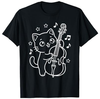 Bassiste Chat Kawaii pour contrebasse T-Shirt