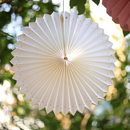 Hellum Sunny Lampion outdoor, Lampion weiß außen wetterfest mit LED Glühlampe, E14 Leuchtmittel, 40cm Ø, wetterfeste PVC-Beschichtung, für Draußen, Dekoration Party Hochzeit 523591