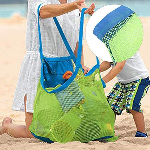 Große Strandtasche aus Netzmaterial, Sandstrand Kid Toy Aufbewahrungstasche aus Netzmaterial Tragbare Strandtasche Sandschuhe Nasse Handtücher Tragetasche 75 x 32 x 70 cm
