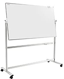 ALLboards Mobiles Whiteboard 150x120cm Magnettafel, Fahrbare Drehtafel, Beidseitig, Magnetisch, Trocken Abwischbar