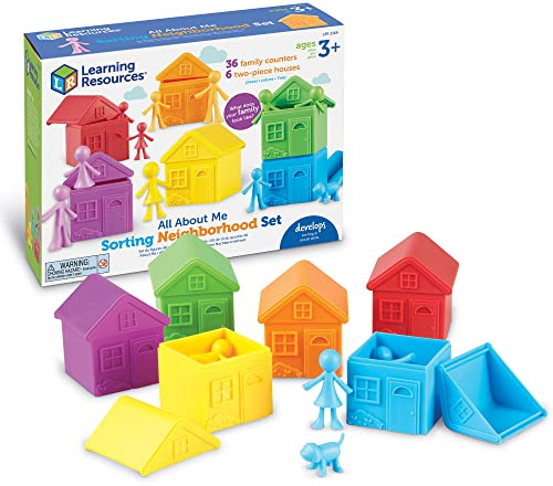Learning Resources Set du Quartier All About Me – Jeu éducatif de tri et d’Association – 36 Figurines + 6 Maisons – Dès 3 Ans