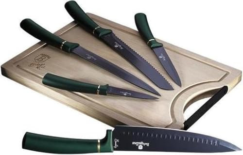 N / A 6-Tlg Messerset Messer-Set mit Schneidebrett BERLINGER HAUS METALLIC EMERALD LINE BH-2551