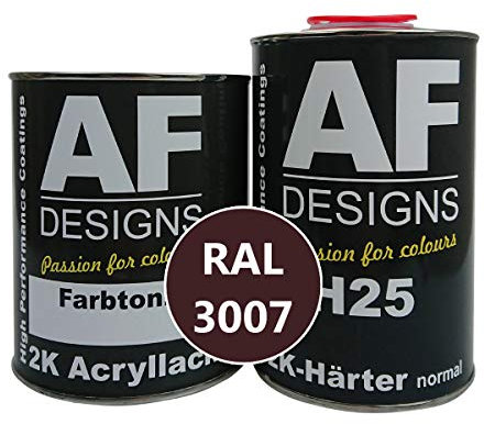 Alex Flittner Designs 2K Lack 4,5 kg Set RAL 3007 SCHWARZROT seidenmatt Holz Maschinen Industrielack LKW NFZ