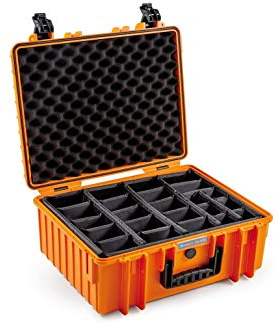 B&W International Mehrzweckkoffer Outdoor Typ 6000 (PP.326) Orange - mit variabler Facheinteilung - wasserdicht (IP67), staubdicht, schlagfest, extrem robust